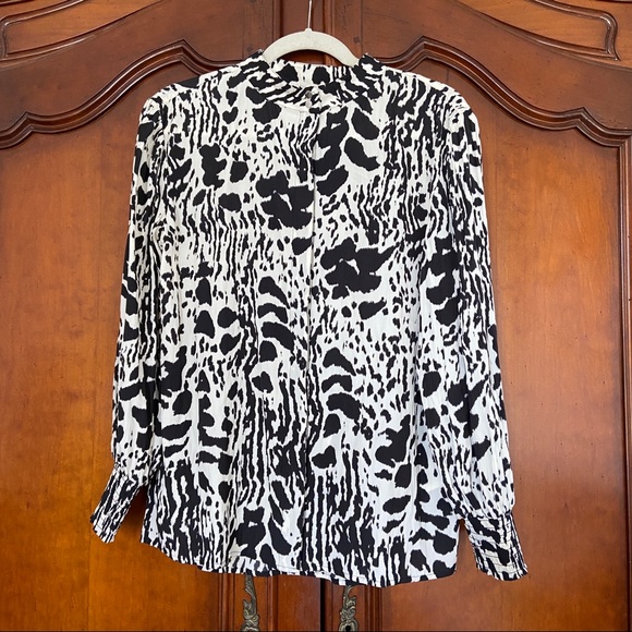 NWT Ba&sh Opus Blouse | Size 1 / US 4 | Black and Ecru, Puff Sleeve - Picture 6 of 16